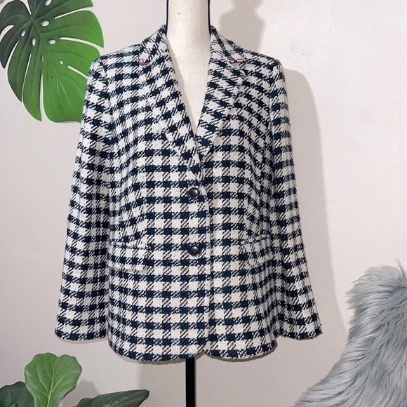 Talbots Blazer Wool Blend Navy Black Ivory Checkers Rainbow Confetti 16 Petite - Picture 3 of 13